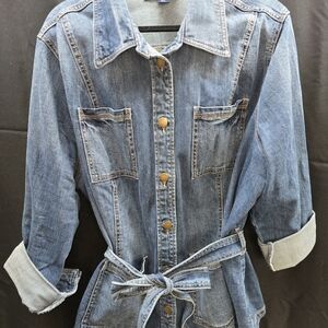 Denim 24/7 Blue Jean Jacket with Tie Waist